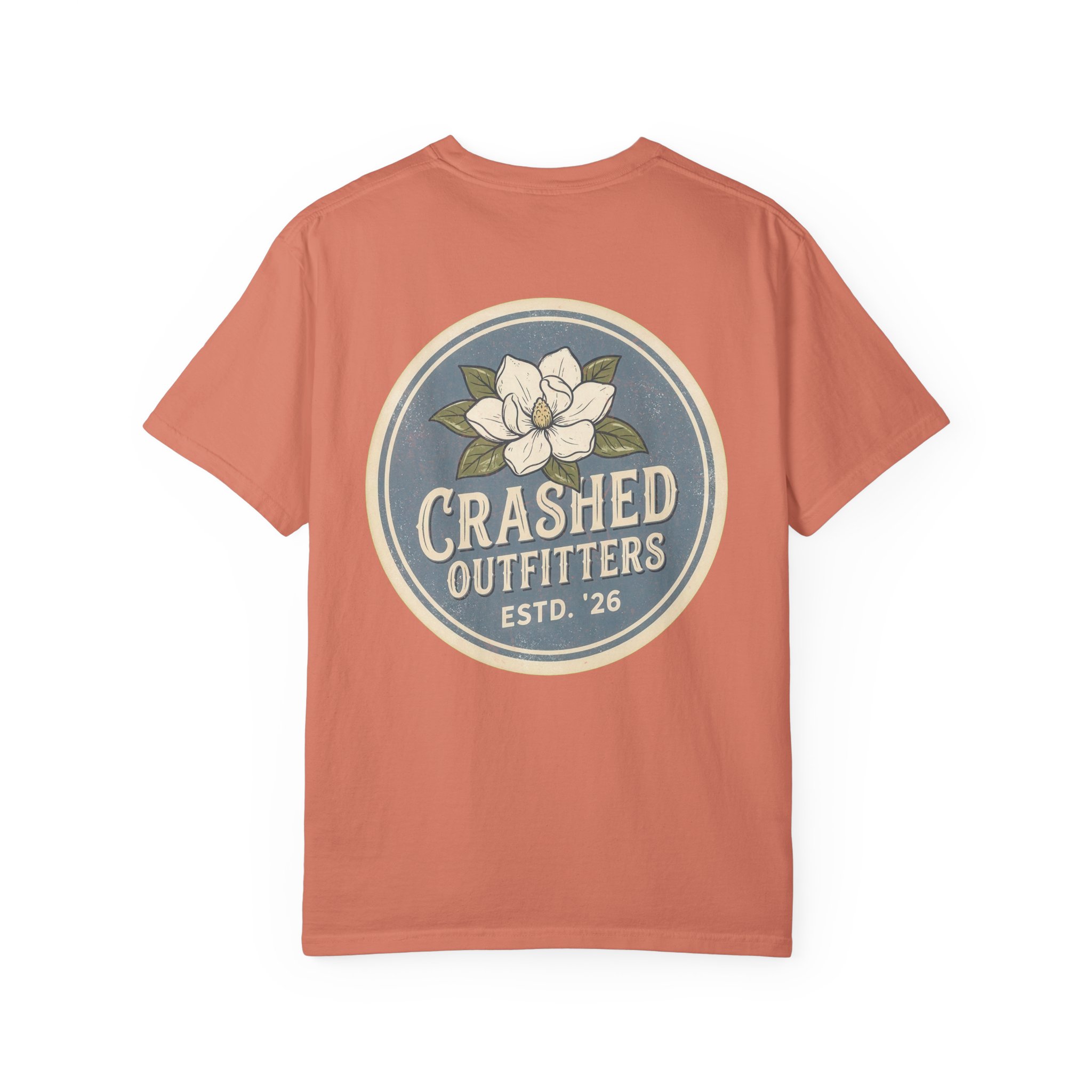 Magnolia Badge Crashed Outfitters T-Shirt | Vintage Floral Logo
