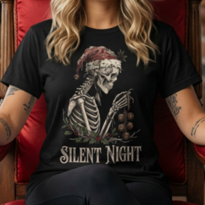 Skeleton Santa Silent Night T-shirt | Gothic Christmas Tee