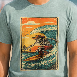Cali-Tex Skeleton Surfer Tee | Surf Cowboy Graphic T-Shirt