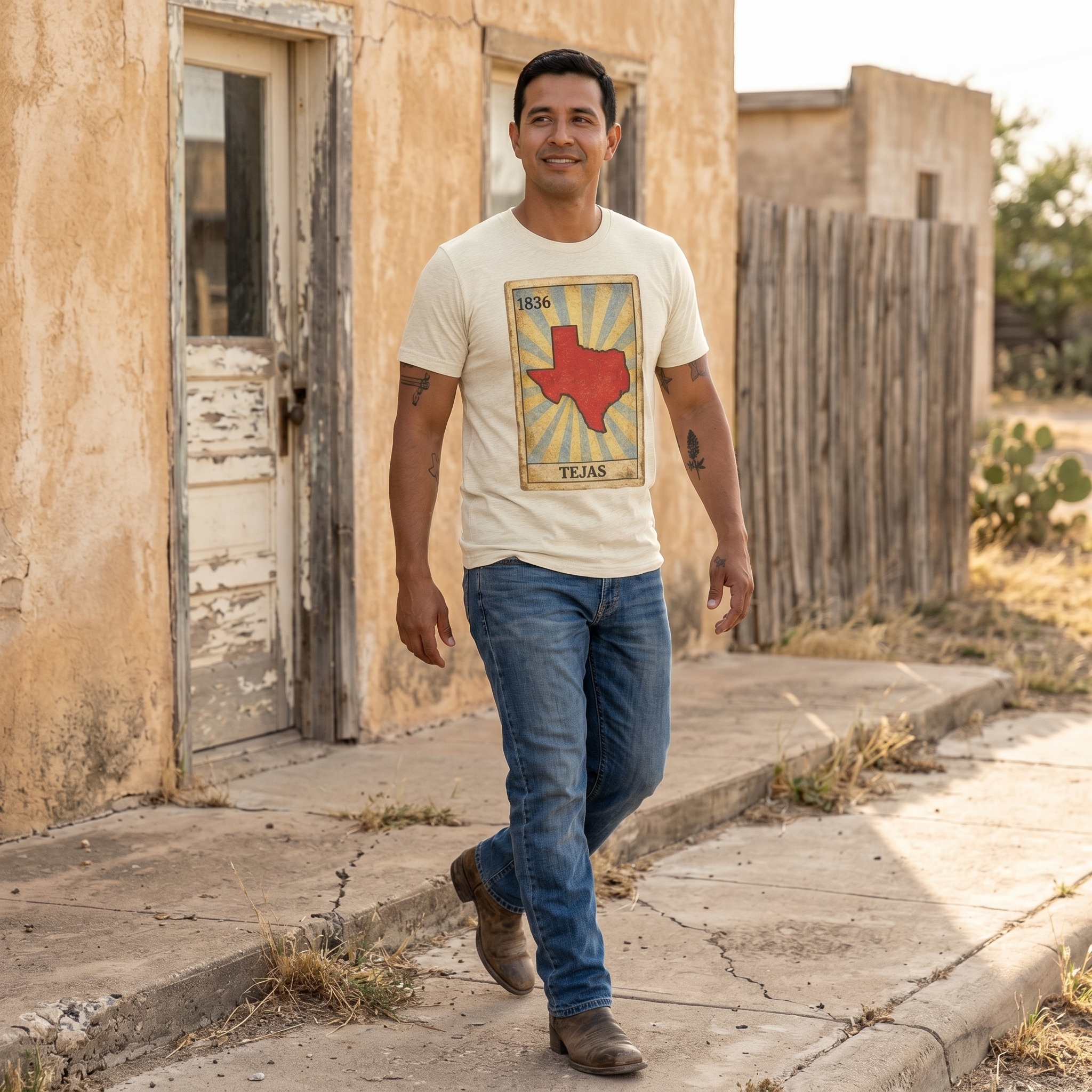 Vintage Loteria Texas Tee | Retro Mexican Bingo Card T-Shirt - Image 4
