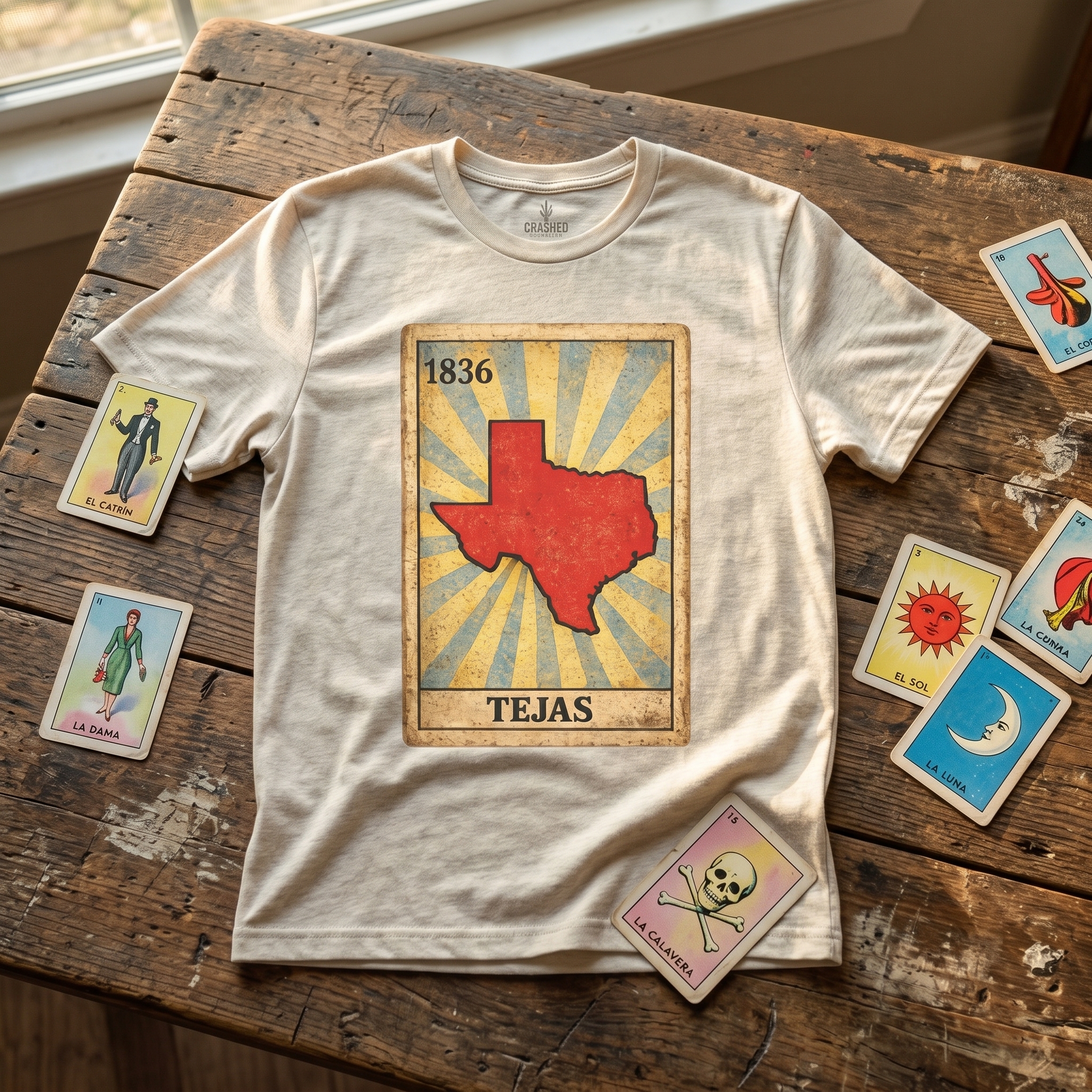 Vintage Loteria Texas Tee | Retro Mexican Bingo Card T-Shirt - Image 5