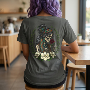 Boho Skeleton Smelling Rose Mother Magnolia Tee T-Shirt | Mother's Day, Magnolias & Olive Branches
