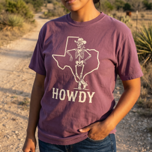 Howdy Texas Skeleton Shirt, Western Cowboy Graphic Tee, Vintage Texas Outline Shirt