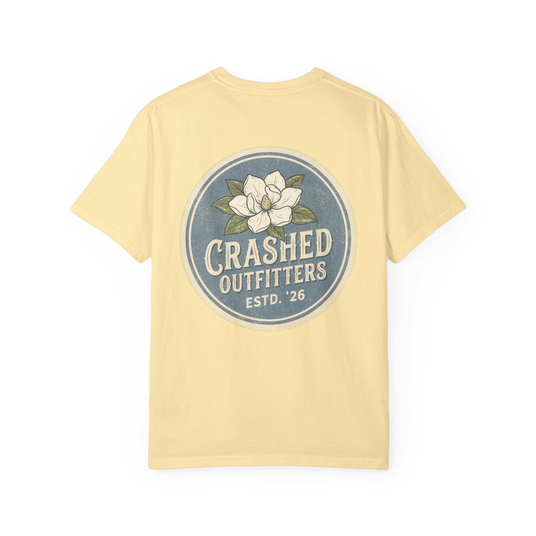 Magnolia Badge Crashed Outfitters T-Shirt | Vintage Floral Logo - Image 3
