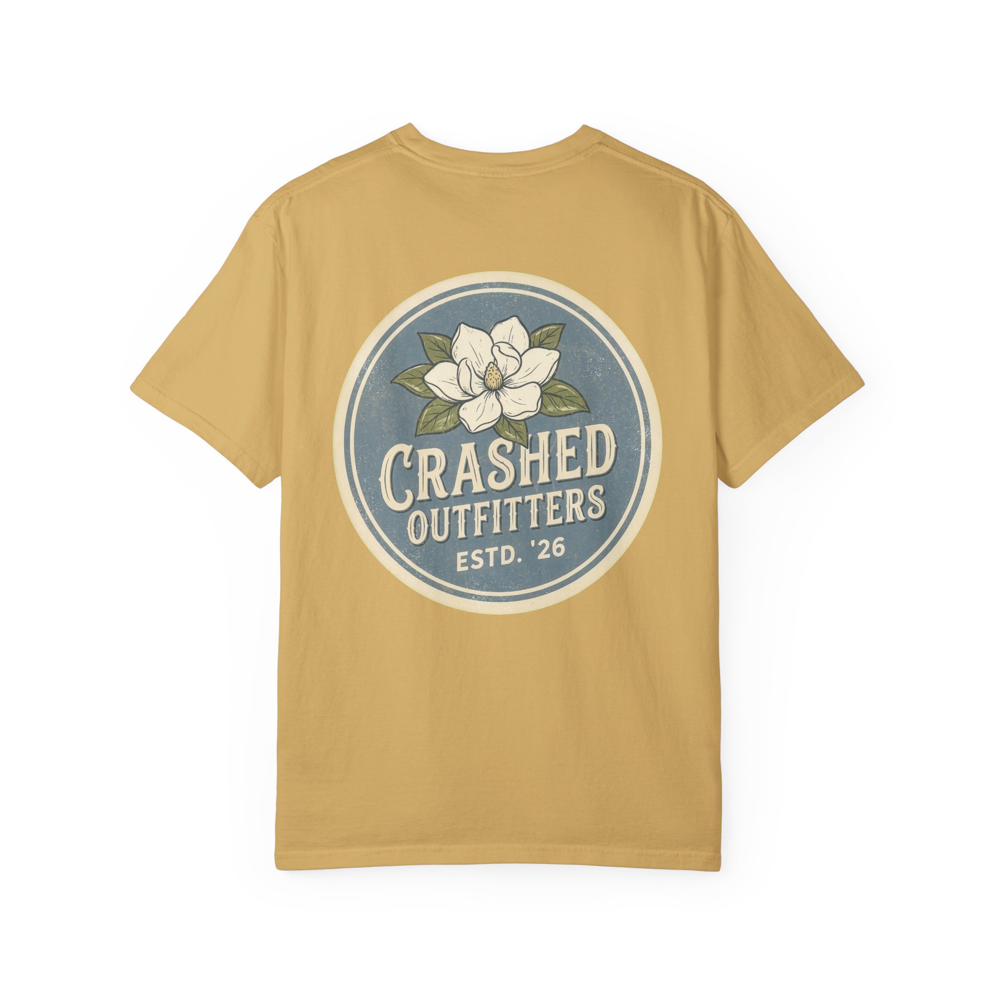 Magnolia Badge Crashed Outfitters T-Shirt | Vintage Floral Logo - Image 4