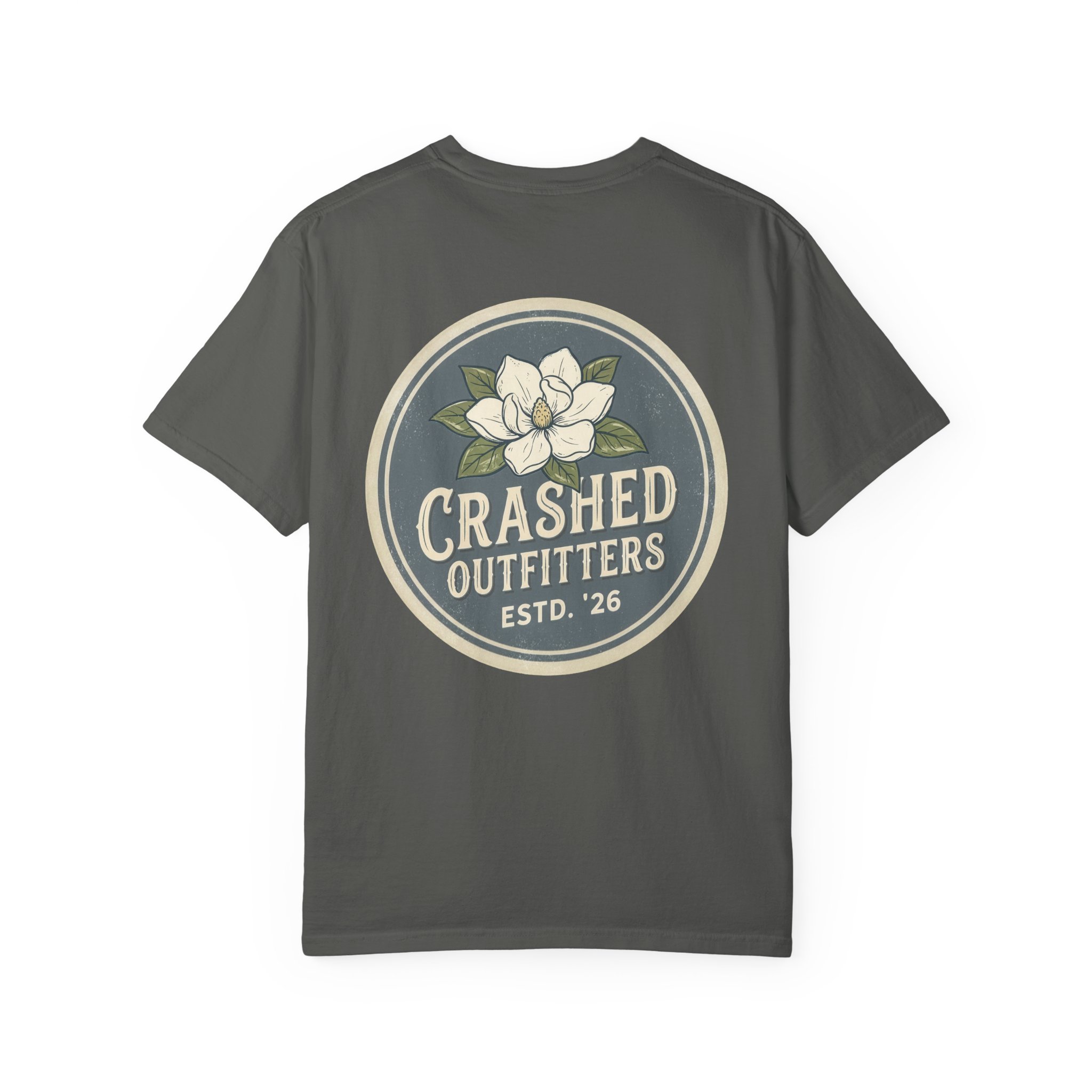 Magnolia Badge Crashed Outfitters T-Shirt | Vintage Floral Logo - Image 5